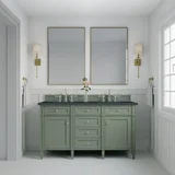 Brittany 60" Double Vanity, Smokey Celadon w/ 3 CM Charcoal Soapstone Top