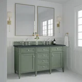Brittany 60" Double Vanity, Smokey Celadon w/ 3 CM Charcoal Soapstone Top