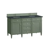Brittany 60" Double Vanity, Smokey Celadon w/ 3 CM Charcoal Soapstone Top