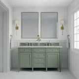Brittany 60" Double Vanity, Smokey Celadon w/ 3 CM Eternal Jasmine Pearl Top