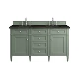 Brittany 60" Double Vanity, Smokey Celadon, w/ 3 CM Phantome Eclos Top