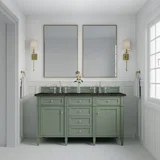 Brittany 60" Double Vanity, Smokey Celadon, w/ 3 CM Phantome Eclos Top
