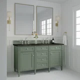 Brittany 60" Double Vanity, Smokey Celadon, w/ 3 CM Phantome Eclos Top