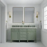 Brittany 60" Double Vanity, Smokey Celadon, w/ 3 CM Siberian Silestone Top