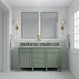 Brittany 60" Double Vanity, Smokey Celadon w/ 3 CM Victorian Silver Top