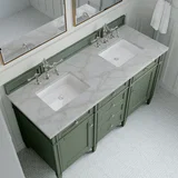 Brittany 60" Double Vanity, Smokey Celadon w/ 3 CM Victorian Silver Top
