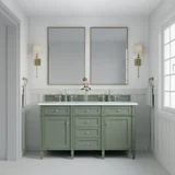 Brittany 60" Double Vanity, Smokey Celadon w/ 3 CM White Zeus Top