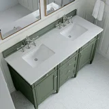 Brittany 60" Double Vanity, Smokey Celadon w/ 3 CM White Zeus Top