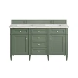 Brittany 60" Double Vanity, Smokey Celadon w/ 3 CM Eternal Jasmine Pearl Top w/FreePower Wireless Charger