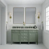 Brittany 60" Double Vanity, Smokey Celadon w/ 3 CM Eternal Jasmine Pearl Top w/FreePower Wireless Charger