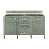 Brittany 60" Double Vanity, Smokey Celadon, w/ 3 CM Tajnar Eclos Top w/FreePower Wireless Charger