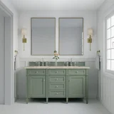 Brittany 60" Double Vanity, Smokey Celadon, w/ 3 CM Tajnar Eclos Top w/FreePower Wireless Charger