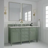 Brittany 60" Double Vanity, Smokey Celadon w/ 3 CM Victorian Silver Top w/FreePower Wireless Charger
