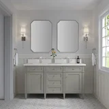 Brittany 60" Double Vanity, Urban Gray w/ Single Hole 3 CM White Zeus Silestone Top & Backsplash