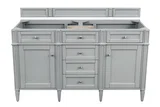 Brittany 60" Double Vanity, Urban Gray w/ 3 CM Carrara Marble Top