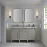 Brittany 60" Double Vanity, Urban Gray w/ 3 CM Carrara Marble Top