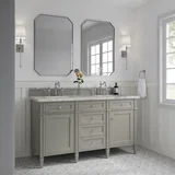 Brittany 60" Double Vanity, Urban Gray w/ 3 CM Carrara Marble Top