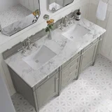 Brittany 60" Double Vanity, Urban Gray w/ 3 CM Carrara Marble Top