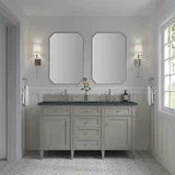 Brittany 60" Double Vanity, Urban Gray w/ 3 CM Charcoal Soapstone Silestone Top