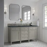 Brittany 60" Double Vanity, Urban Gray w/ 3 CM Charcoal Soapstone Silestone Top