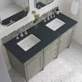Brittany 60" Double Vanity, Urban Gray w/ 3 CM Charcoal Soapstone Silestone Top