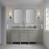 Brittany 60" Double Vanity, Urban Gray w/ 3 CM Eternal Jasmine Pearl Silestone Top