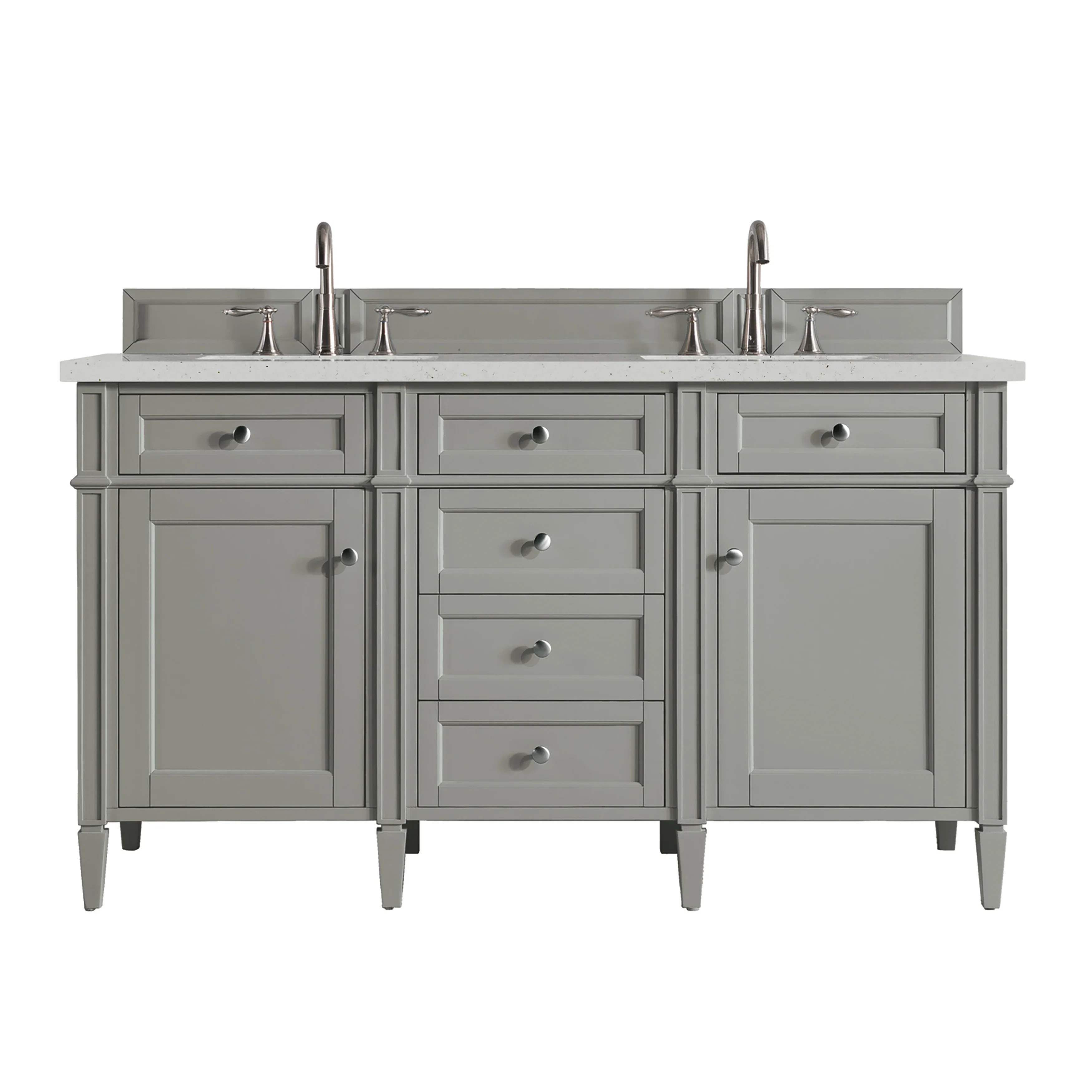 Brittany 60" Double Vanity, Urban Gray w/ 3 CM Lime Delight Silestone Top