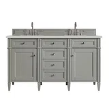 Brittany 60" Double Vanity, Urban Gray w/ 3 CM Lime Delight Silestone Top