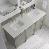 Brittany 60" Double Vanity, Urban Gray w/ 3 CM Lime Delight Silestone Top