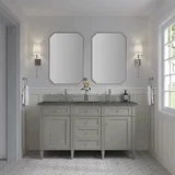 Brittany 60" Double Vanity, Urban Gray w/ 3 CM Parisien Bleu Silestone Top