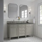Brittany 60" Double Vanity, Urban Gray w/ 3 CM Parisien Bleu Silestone Top