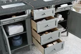 Brittany 60" Double Vanity, Urban Gray w/ 3 CM Parisien Bleu Silestone Top