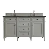 Brittany 60" Double Vanity, Urban Gray, w/ 3 CM Phantome Eclos Top