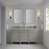 Brittany 60" Double Vanity, Urban Gray, w/ 3 CM Siberian Silestone Top