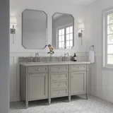 Brittany 60" Double Vanity, Urban Gray, w/ 3 CM Siberian Silestone Top