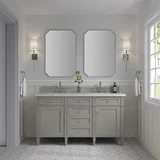 Brittany 60" Double Vanity, Urban Gray w/ 3 CM White Zeus Silestone Top