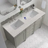 Brittany 60" Double Vanity, Urban Gray w/ 3 CM Eternal Jasmine Pearl Silestone Top w/FreePower Wireless Charger