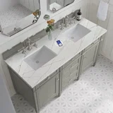 Brittany 60" Double Vanity, Urban Gray w/ 3 CM Ethereal Noctis Silestone Top w/FreePower Wireless Charger