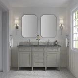 Brittany 60" Double Vanity, Urban Gray w/ 3 CM Parisien Bleu Silestone Top w/FreePower Wireless Charger