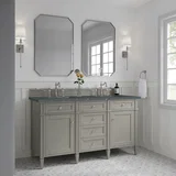 Brittany 60" Double Vanity, Urban Gray w/ 3 CM Parisien Bleu Silestone Top w/FreePower Wireless Charger