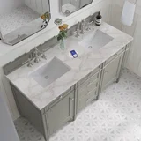 Brittany 60" Double Vanity, Urban Gray w/ 3 CM Victorian Silver Silestone Top w/FreePower Wireless Charger