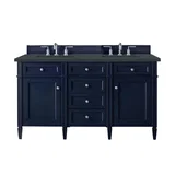 Brittany 60" Double Vanity, Victory Blue w/ 3 CM Charcoal Soapstone Silestone Top