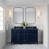 Brittany 60" Double Vanity, Victory Blue w/ 3 CM Charcoal Soapstone Silestone Top