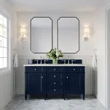 Brittany 60" Double Vanity, Victory Blue w/ 3 CM Eternal Jasmine Pearl Silestone Top