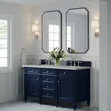 Brittany 60" Double Vanity, Victory Blue w/ 3 CM Eternal Jasmine Pearl Silestone Top