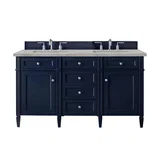 Brittany 60" Double Vanity, Victory Bleu w/ 3 CM Victorian Silver Silestone Top