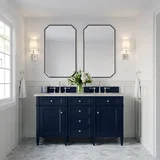 Brittany 60" Double Vanity, Victory Bleu w/ 3 CM Victorian Silver Silestone Top