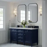 Brittany 60" Double Vanity, Victory Blue w/ 3 CM White Zeus Silestone Top