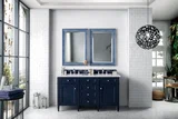 Brittany 60" Double Vanity, Victory Blue w/ 3 CM Eternal Jasmine Pearl Silestone Top w/FreePower Wireless Charger