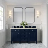 Brittany 60" Double Vanity, Victory Blue, w/ 3 CM Tajnar Eclos Top w/FreePower Wireless Charger
